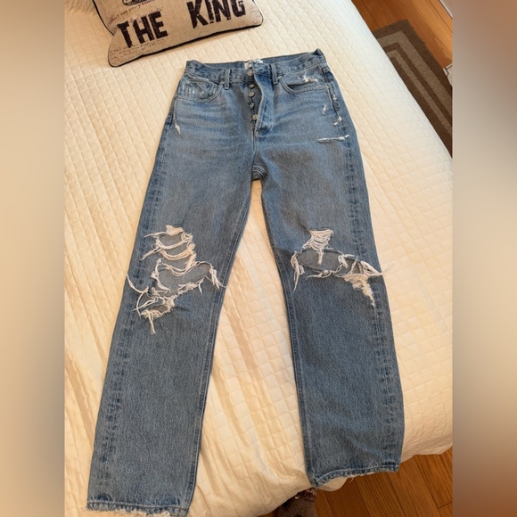 Agolde Light Blue Button-Fly Jeans - Picture 2 of 9